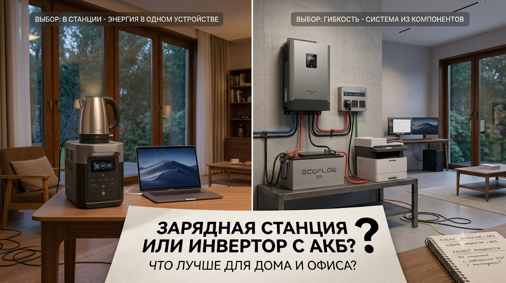 Read more about the article Зарядная станция или инвертор с аккумулятором: что выбрать для дома и офиса?